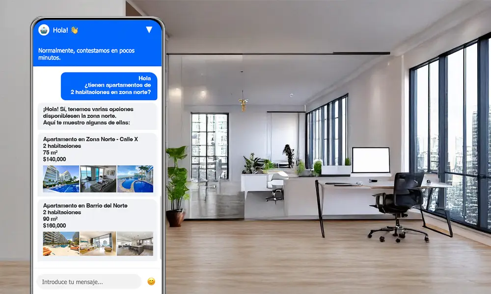 Chatbot IA Flowzy para inmobiliarias - Califica leads y programa visitas a propiedades automáticamente